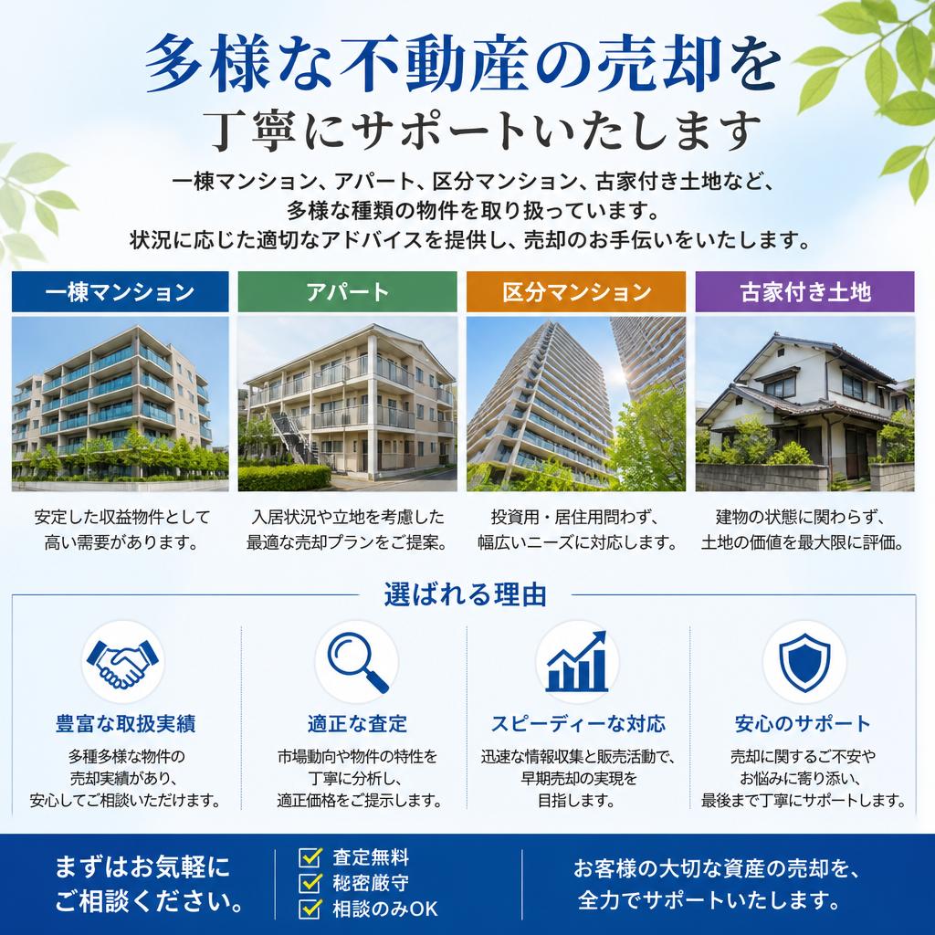 幅広い物件の取り扱い