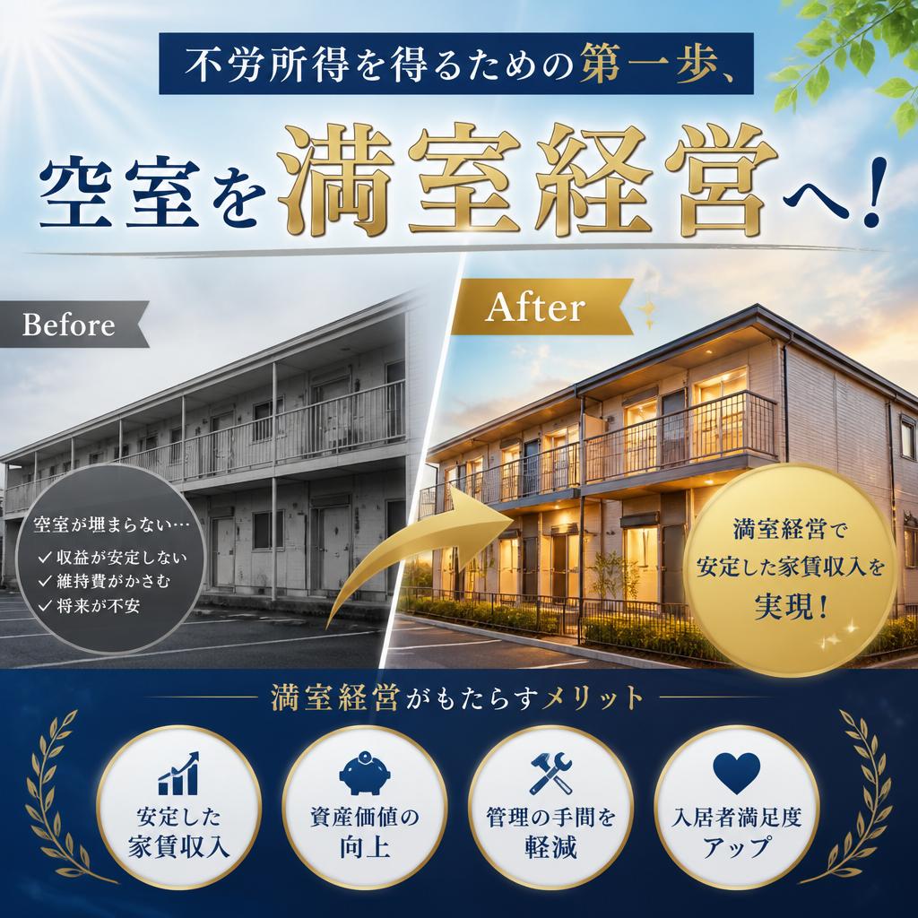 不労所得を得るための第一歩、空室を満室経営へ！