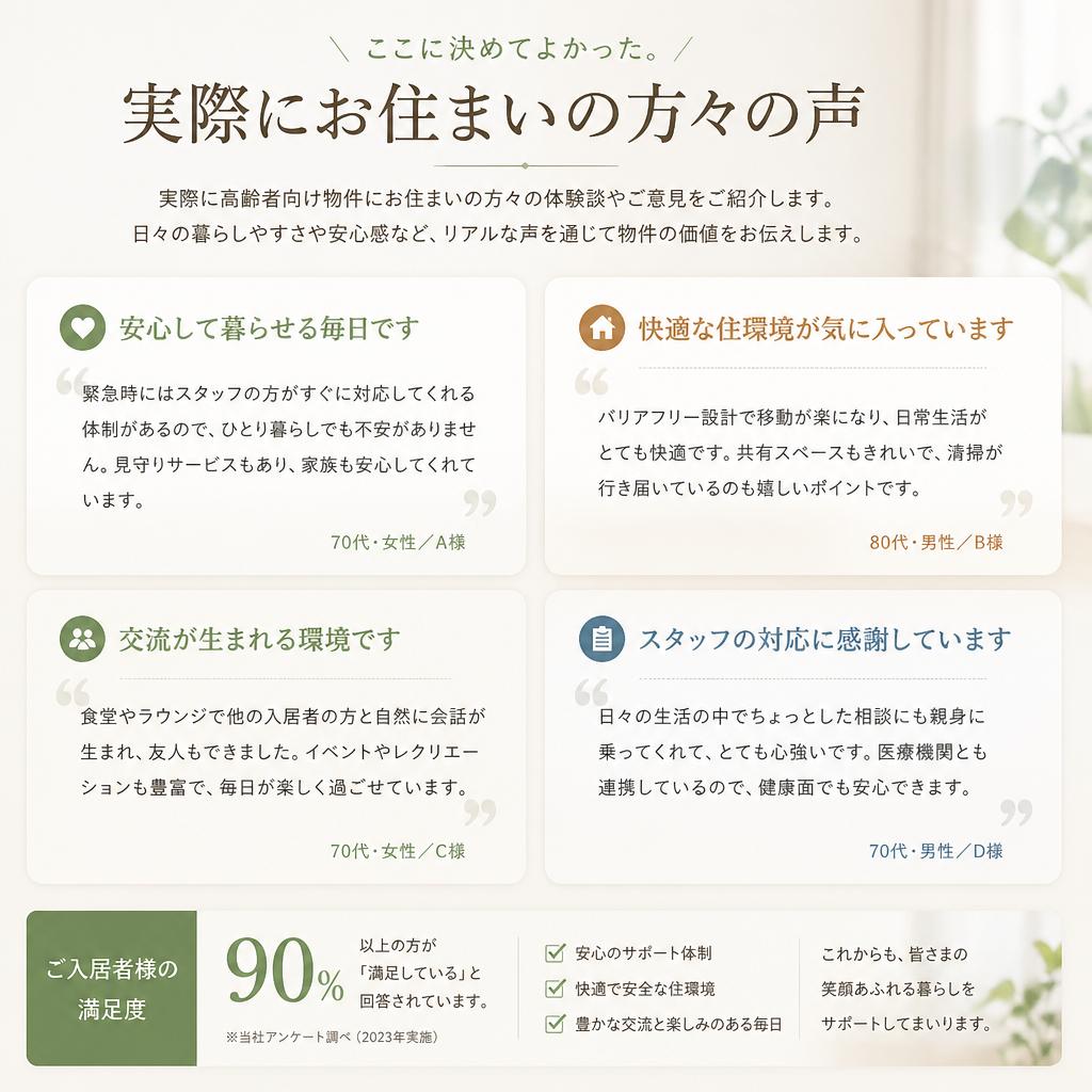 お客様の声：安心して暮らせる賃貸物件